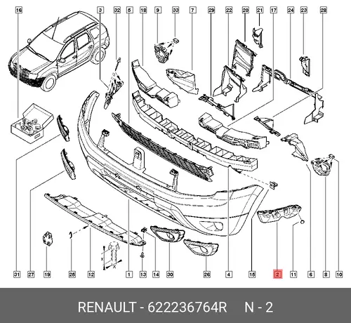 Кронштейн переднего бампера левый 622236764R RENAULT