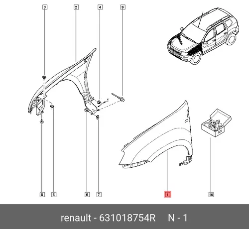 Крыло RENAULT 631018754R