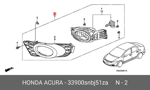 Фара противотуманная HONDA 33900-SNB-J51ZA