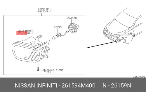 Фара NISSAN 26159-4M400
