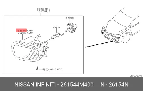 Фара NISSAN 26154-4M400