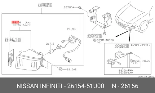 Фара противотуманная NISSAN 26154-51U00