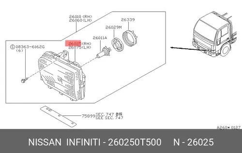 Фара NISSAN 26025-0T500