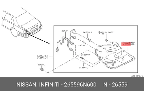 Фонарь задний NISSAN 26559-6N600