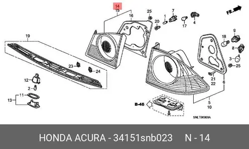 Фонарь задний HONDA 34151-SNB-023