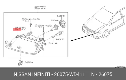 Фара NISSAN 26075WD411