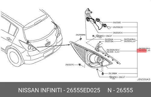 Фонарь задний NISSAN 26555ED025