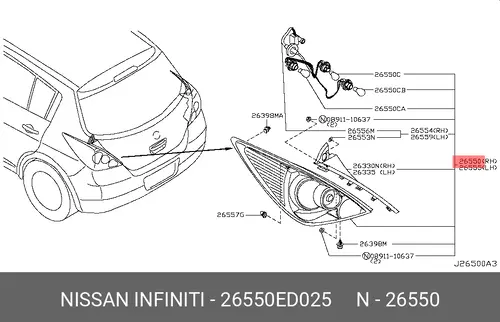 Фонарь задний NISSAN 26550ED025