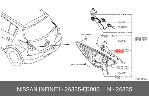 Фонарь задний NISSAN 26335ED00B