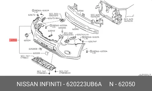 Nissan бампер 620223UB6A