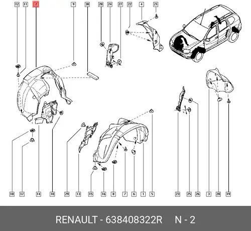 Подкрылок RENAULT 638408322R