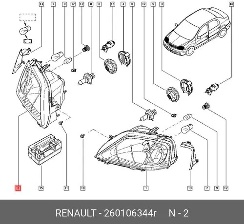Фара RENAULT 260106344R