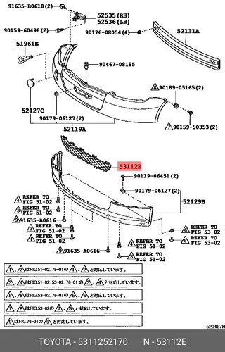 Решетка бампера TOYOTA / LEXUS 53112-52170