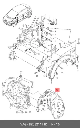 Подкрылок VAG 8Z0821171D