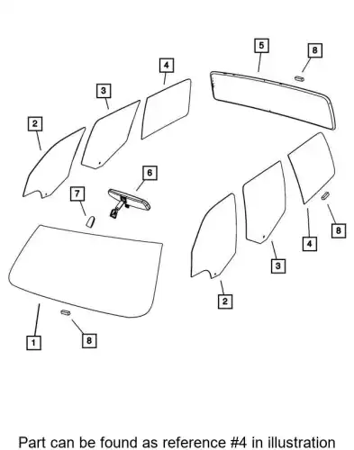 СТЕКЛО ЗАДНЕЕ БОКОВОЕ 55360885AC CHRYSLER