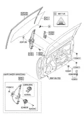 GLASS-FR DR WINDOW LH 824111W010 KIA