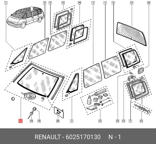 СТЕКЛО ЛОБОВОЕ 6025170130 RENAULT