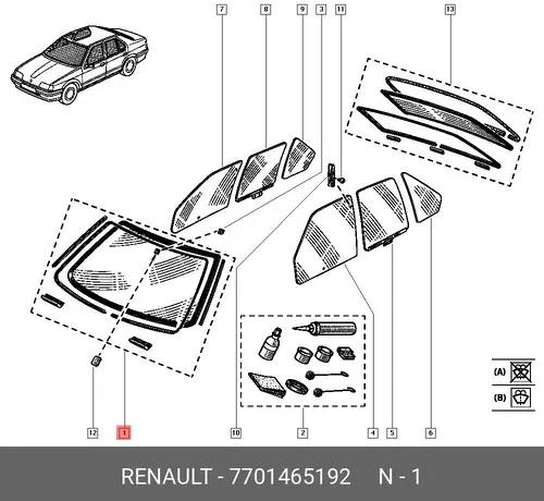 СТЕКЛО ЛОБ 7701465192 RENAULT