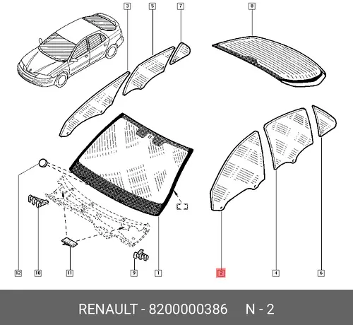 СТЕКЛО ДВЕРИS 8200000386 RENAULT