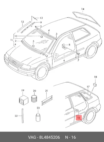 Боковое стекло 8L4845206 VAG