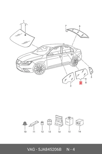  CТЕКЛО ДВЕ 5JA845206B VAG