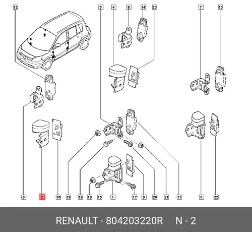 петля двери правая!\ Renault 804203220R
