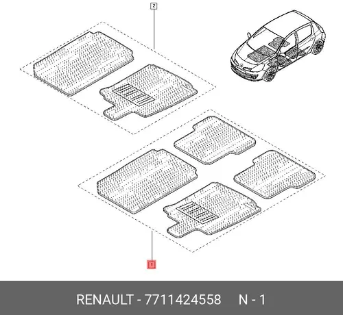 Коврики в салон RENAULT 7711424558