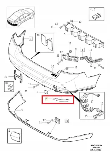 Катафот (световозвращатель) VOLVO 30763345