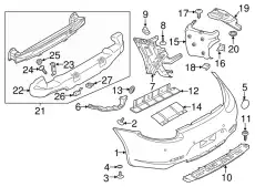 КРЕПЕЖНЫЙ ЭЛЕМЕНТ ЗАДНЕГО БАМПЕРА 99150581900 PORSCHE