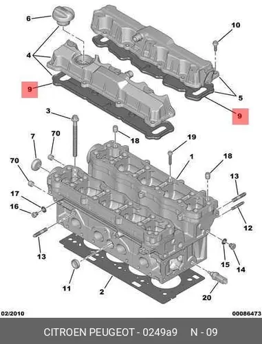 Прокладка клапанной крышки PSA 0249 A9