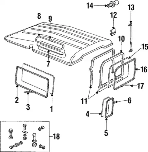 Стекло заднее LD MWC4715 LAND ROVER