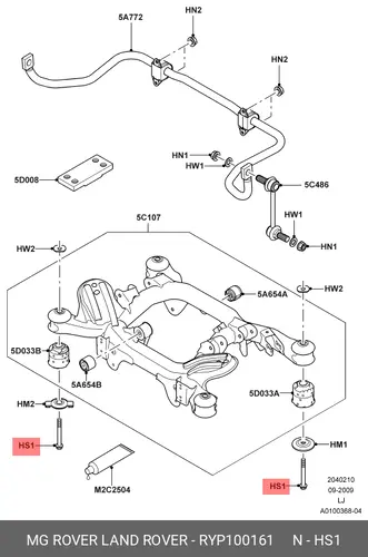 болт подрамника!\ Land Rover RYP100161