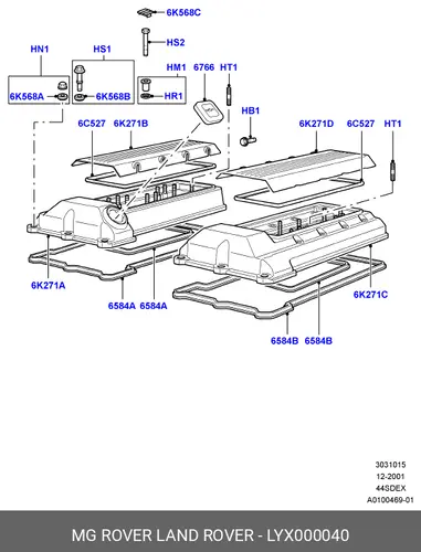 Кольцо уплотнительное автомобильное LAND ROVER LYX000040