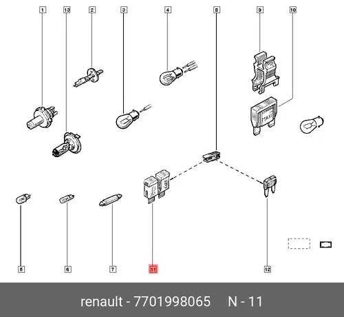 Предохранитель MIDI 3А 7701998065 RENAULT