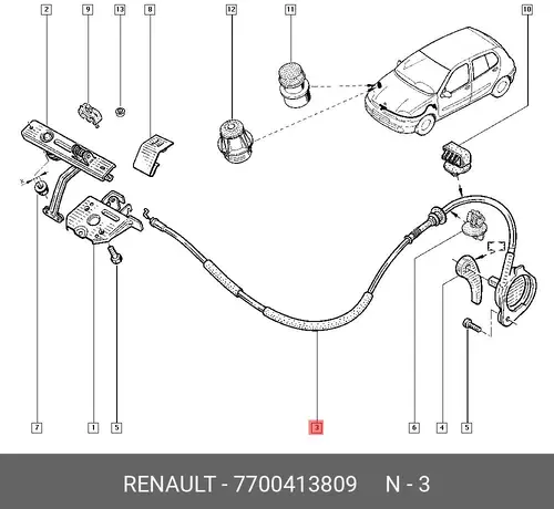  ТРОС КАПОТА LB03 7700413809 RENAULT