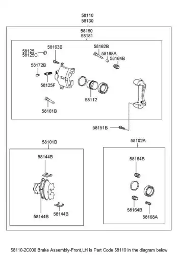 BRAKE ASSY-FR LH 581102C000 HYUNDAI