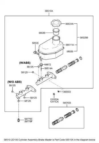 M/CYL ASSY 585102D100 HYUNDAI