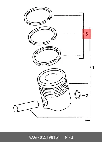 кольца поршневые Audi 053198151 VAG