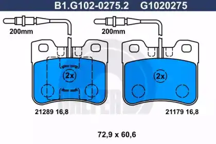 Тормозные колодки дисковые GALFER B1.G102-0275.2