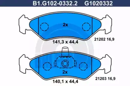 Тормозные колодки дисковые GALFER B1.G102-0332.2