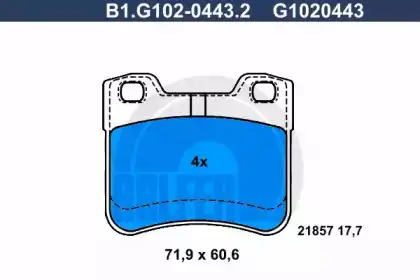 Тормозные колодки дисковые GALFER B1.G102-0443.2