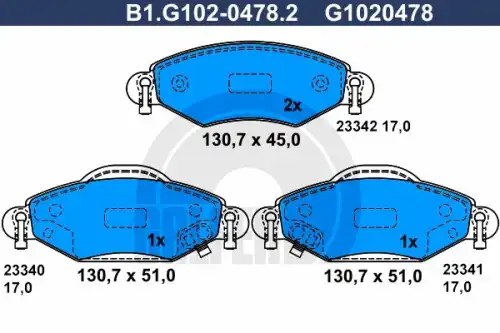 Дисковые тормозные колодки B1.G102-0478.2 GALFER