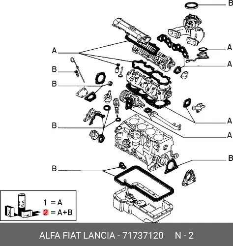 Full Gasket Set, engine 71737120 FIAT