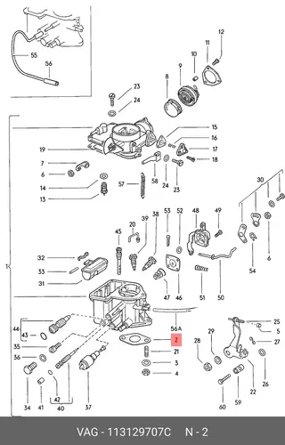 Gasket, carburettor flange 113129707C VAG
