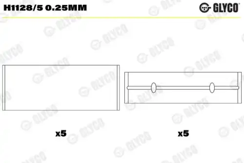 Main Bearings, crankshaft H1128/5 0.25MM GLYCO