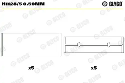 Main Bearings, crankshaft H1128/5 0.50MM GLYCO