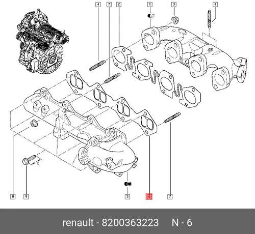 Прокладка коллектора RENAULT 8200363223