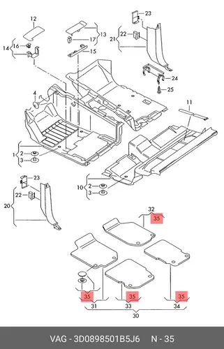 КРЕПЕЖ КОВРИКОВ СЕРЫЙ 3D0898501B5J6 VAG