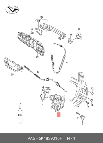 Замок двери 5K4839016F VAG