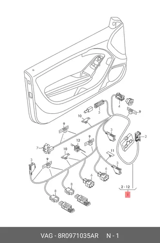 Жгут проводов двери 8R0971035AR VAG